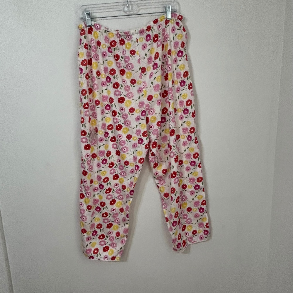 Lands End Pajama Set Floral Cottagecore Button Camisole Crop Pants Women L 14-16 - Picture 5 of 11